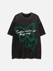 T-Shirt mit verwaschenem Schmetterlings-Print