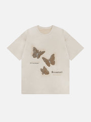 Wildleder-T-Shirt mit Schmetterlings-Applikation und Stickerei
