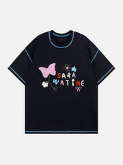T-Shirt mit Schmetterlingsstickerei