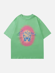 T-Shirt mit Schmetterlingswald-Print