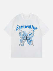 Baumwoll-T-Shirt mit Schmetterlings-Grafik