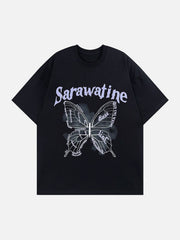 Baumwoll-T-Shirt mit Schmetterlings-Grafik