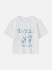 Regular T-Shirt mit Schmetterlings-Buchstaben-Print