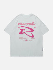 T-Shirt mit Flock-Design und Schmetterlings-Print