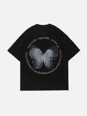 T-Shirt mit Schmetterlings-Print und Buchstaben