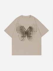 T-Shirt mit Schmetterlings-Print und Buchstaben