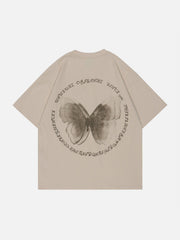 T-Shirt mit Schmetterlings-Print und Buchstaben