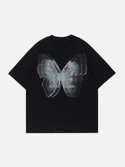 T-Shirt mit Schmetterlings-Print und Buchstaben