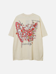 T-Shirt mit Schmetterlings-Sakura-Grafik
