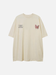 T-Shirt mit Schmetterlings-Sakura-Grafik