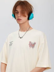 T-Shirt mit Schmetterlings-Sakura-Grafik
