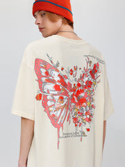 T-Shirt mit Schmetterlings-Sakura-Grafik