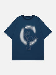 C T-Shirt mit Tintenstrahldruck