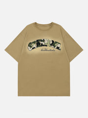 Camouflage Flocked Letter Cotton Tee