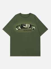 Camouflage Flocked Letter Cotton Tee