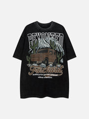 Gewaschenes T-Shirt mit Auto-Print