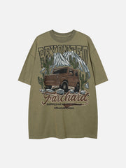 Gewaschenes T-Shirt mit Auto-Print