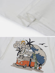 T-Shirt mit Cartoon-Auto-Print