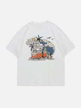 T-Shirt mit Cartoon-Auto-Print