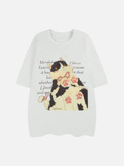 Cartoon Cat Print Tee