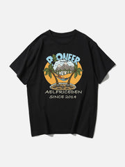 Cartoon Coconut Tree Print Tee