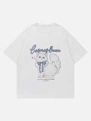 Cartoon Cute Cat Print Tee