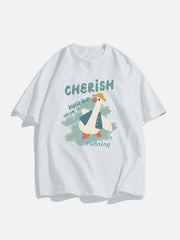 T-Shirt mit Cartoon-Enten-Print