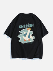 T-Shirt mit Cartoon-Enten-Print