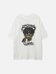 Lockeres T-Shirt mit Cartoon-Schaum