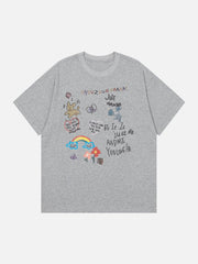 T-Shirt mit handbemaltem Cartoon-Print