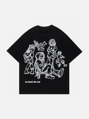 Cartoon Line Character Print Tee