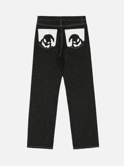 Jean délavé à imprimé de poche de dessin animé