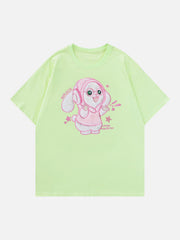 Cartoon Rabbit Embroidery Tee