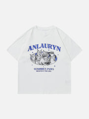 T-Shirt mit Katzen-Element-Buchstaben-Druck