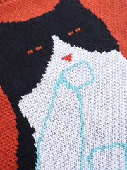 Stricktasche mit Katzenmotiv