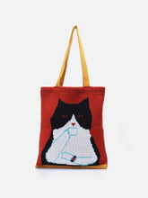 Sac en tricot à motif chat