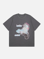 T-Shirt mit Katzenplüsch-Print und Herz-Element