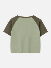 Patchwork-T-Shirt mit Katzen-Print