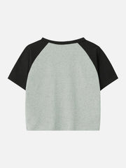 Patchwork-T-Shirt mit Katzen-Print