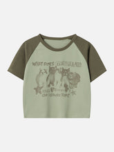 T-shirt régulier à imprimé chat patchwork