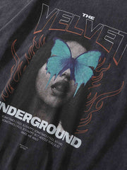 T-Shirt mit verwaschenem und gealtertem Charakterdruck