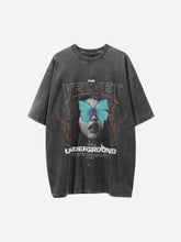 T-shirt délavé et vieilli imprimé personnage