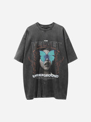 T-Shirt mit verwaschenem und gealtertem Charakterdruck