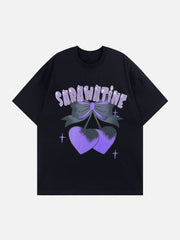 T-Shirt mit Kirsch-Fliege-Grafik