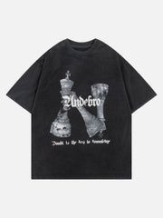 Gewaschenes T-Shirt mit Schach-Print