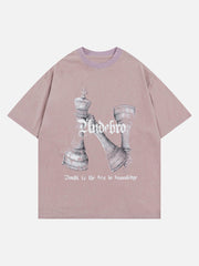 Gewaschenes T-Shirt mit Schach-Print