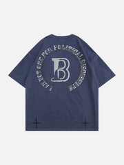 Circle Letter Graphic Suede Tee