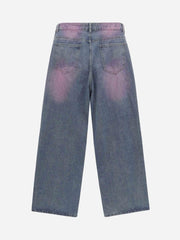 Jean ample et droit à blocs de couleurs - 1724