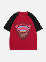 T-shirt imprimé lettres étoiles colorblock