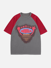 T-Shirt mit Farbblock-Stern-Buchstaben-Print